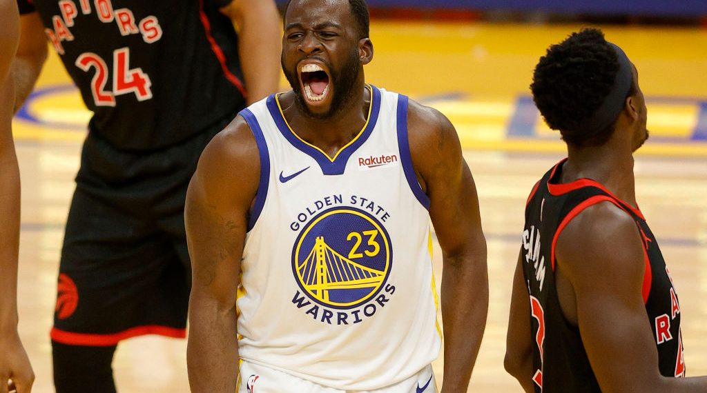 SAN FRANCISCO, CALIFORNIA - JANUARY 10:  Draymond Green #23 of the Golden State Warriors reacts after he made a basket and was fouled during their game against the Toronto Raptors at Chase Center on January 10, 2021 in San Francisco, California. NOTE TO USER: User expressly acknowledges and agrees that, by downloading and or using this photograph, User is consenting to the terms and conditions of the Getty Images License Agreement.  (Photo by Ezra Shaw/Getty Images)