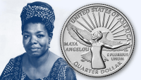 Diseño de la moneda donde aparece Angelou. (Foto: remolacha.net)