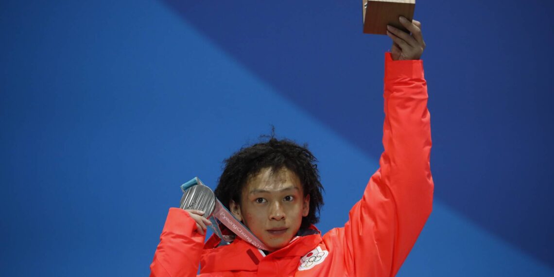 Medals Ceremony - Snowboarding - Pyeongchang 2018 Winter Olympics - Men's Halfpipe - Medals Plaza - Pyeongchang, South Korea - February 14, 2018 - Silver medalist Ayumu Hirano of Japan on the podium. REUTERS/Kim Hong-Ji