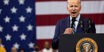 El presidente de Estados Unidos, Joe Biden, durante una presentación en Pensilvania (Créditos: Getty Images)