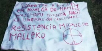 Panfleto del grupo Resistencia Mapuche Malleco dejado en el sitio del suceso. (Foto: RadioBioBio)