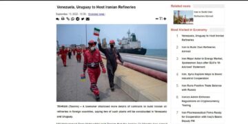 Nota del portal Tasnim News Agency en donde se asegura que existen contratos iraníes con Venezuela y Uruguay (Fuente: Tasnim)