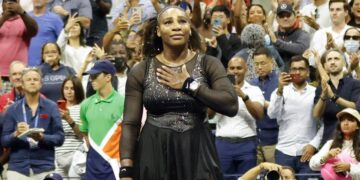La tenista Serena Williams, tras su partido de eliminación del US Open 2022, este 3 de septiembre de 2022. EFE/EPA/Jason Szenes