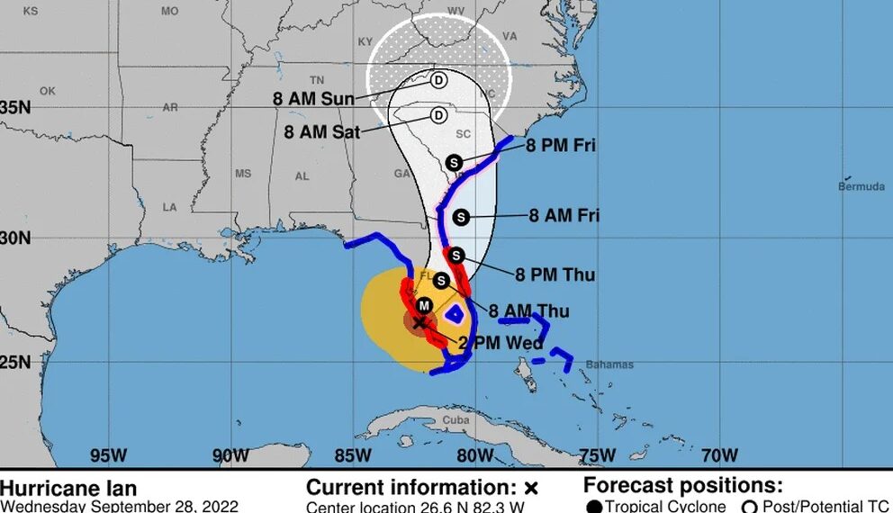El huracán Ian finalmente tocó tierra en Florida con el peligro de convertirse en un huracán categoría 5 (Fuente: NOAA)