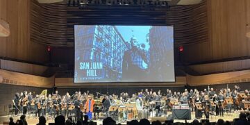 Registro general este sábado, 8 de octubre, de la obra “San Juan Hill”, del compositor Etienne Charles, con la actuación de sexteto Creole Soul y la Orquesta Filarmónica de Nueva York, en el teatro Lincoln Center, en Nueva York (NY, EE.UU.). EFE/Nora Quintanilla