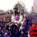 Fieles católicos participan de la procesión del Señor de los Milagros en el centro histórico de Lima (Perú). EFE/GERMÁN FALCÓN/Archivo