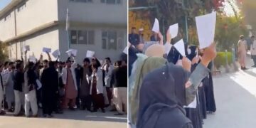 Tanto estudiantes masculinos como femeninas han mostrado su rechazo ante la prohibición del gobierno talibán (Twitter)