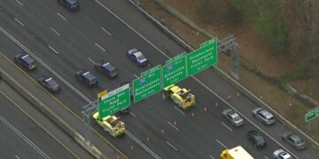 Este es el segundo accidente en la Interestatal 75 reportado este miércoles (Foto: FOX 5 Atlanta)