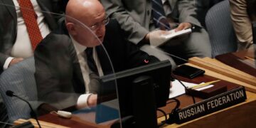 El embajador ruso ante las Naciones Unidas, Vasili Nebenzia, en una fotografía de archivo. EFE/Peter Foley