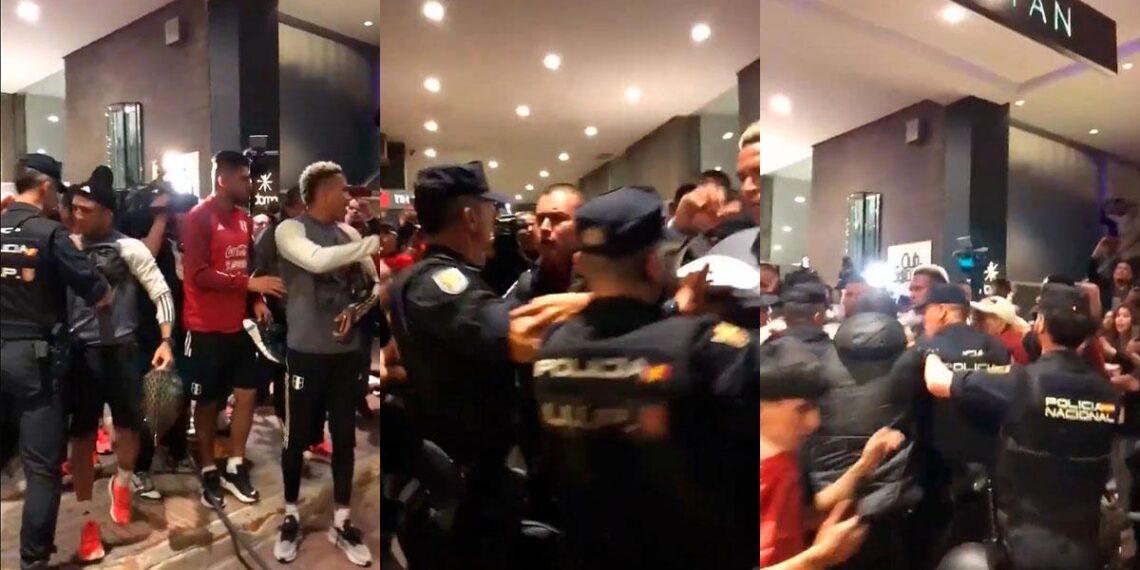 Momentos de incertidumbre se vivieron durante el banderazo en Madrid entre la Selección peruana de fútbol y la policía de España. (Foto: SPORT)