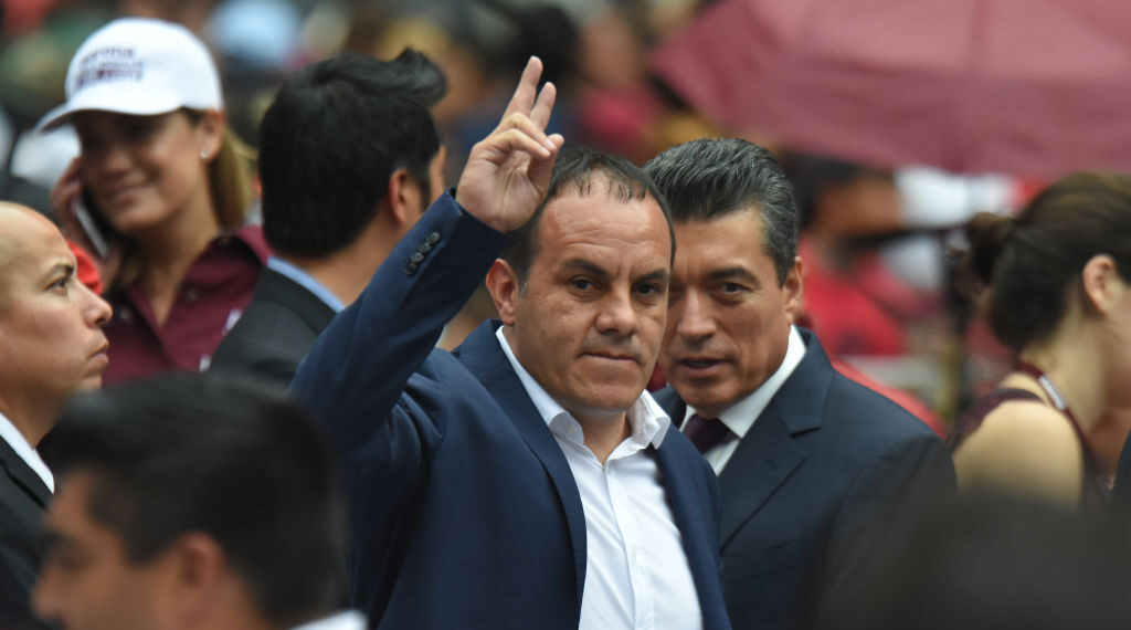 MEXICO CITY, MEXICO - JUNE 27: Former soccer payer Cuauhtemoc Blanco greets supporters during Andres Manuel Lopez Obrador final event of the 2018 Presidential Campaign of Andres Manuel Lopez Obrador Mexico's presidential candidate for National Regeneration Movement  (MORENA) at Azteca Stadium on June 27, 2018 in Mexico City, Mexico. (Photo by Carlos Tischler/Getty Images)