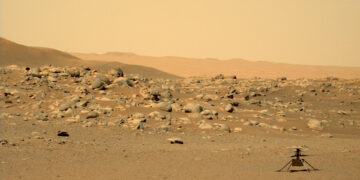 Fotografía cedida por la NASA donde se muestra una imagen del helicóptero Ingenuity Mars tomada en el "Aeródromo D" por el instrumento Mastcam-Z del rover Perseverance el 15 de junio de 2021, el día 114 marciano, o sol, de la misión. EFE/NASA/JPL-Caltech/ASU/MSSS