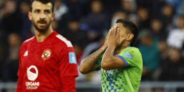 Soccer Football - FIFA Club World Cup - Second Round - Seattle Sounders v Al Ahly - Ibn Batouta Stadium, Tangier, Morocco - February 4, 2023   Seattle Sounders' Raul Ruidiaz reacts REUTERS/Susana Vera