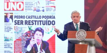 López Obrador habla sobre Perú, en su conferencia mañanera de este lunes. Foto: Moisés Pablo Nava / Cuartoscuro