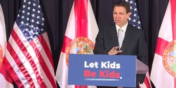 Gov. Ron DeSantis visits a Christian school on Wednesday morning in Tampa. (Copyright 2023 by WPLG Local10.com - All rights reserved.)