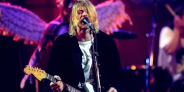 Kurt Cobain en un show de la presentación de "In Utero"