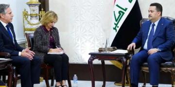 Blinken y Al Sudani se reunieron en Bagdad.Imagen: raqi Prime Minister's Media Office/Handout via REUTERS