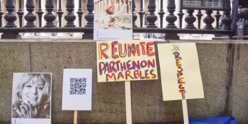 Protesta para pedir la devolución a Grecia de los mármoles del Partenón en el Museo Británico de Londres - Europa Press/Contacto/Vuk Valcic