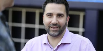 ATLANTA, GA - JULY 04:  Executive Vice President, General Manager of The Braves, Alex Anthopoulos, prior to the regular season MLB game between the Braves and Phillies on July 4, 2019 at SunTrust Park in Atlanta, GA.   (Photo by David John  Griffin/Icon Sportswire)