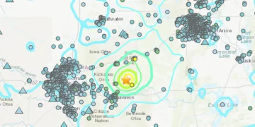 Un terremoto de magnitud 5.1 sacudió Oklahoma el viernes por la noche. Captura de pantalla tomada de earthquake.usgs.gov