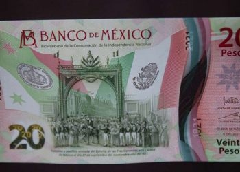 El billete de 20 pesos del bicentenario de la Independencia fue presentado en 2021. Foto: Telediario MX